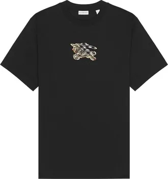 Burberry EKD Embroidered Check Cotton T-Shirt, Size X-Large