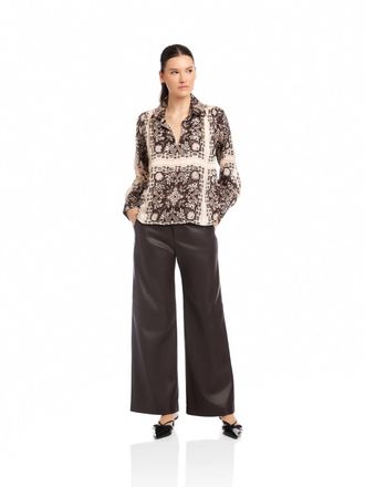 Fifteen Twenty Tess Half Placket Shirt In Brown