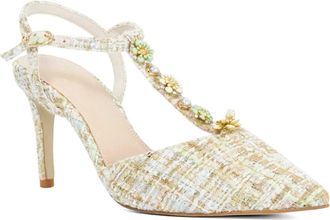 Dune London Womens Ladies Cornelia - Boucle T-Bar Embellished Open Courts - Multicolour Fabric - Size UK 6