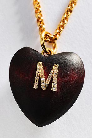 Timeless Pearly Wood Initial Pendant Necklace
