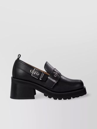 Ganni loafers featuring chunky heel and buckle