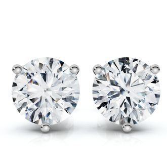 Pompeii3 1.50Ct TW Round Diamond Martini Studs 3-Prong 14k Gold Lab Grown