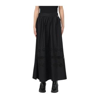 Liu Jo Maxi Skirts, female, Black, M, Embroidered Lace Midi Skirt