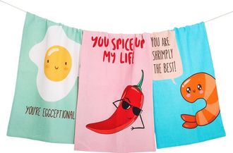 Tiramisu Youre Eggceptional Set of 3 Kitchen Towels in Multi-Color/Teal at Nordstrom Rack