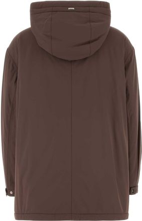 Herno Womens Quilted Stretch Nylon Down Jacket Brown Elastane