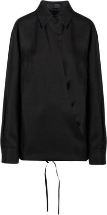 Valentino Garavani Asymmetrisch overhemd met knopen - Dames - Overhemden - Zwart - S - Wol - Overhemden