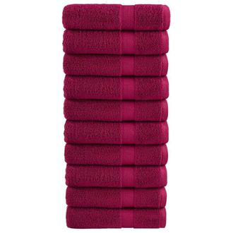 Berkfield Home Premium Bath Towels SOLUND 10pcs Bordeaux 100x150cm 600gsm in Red
