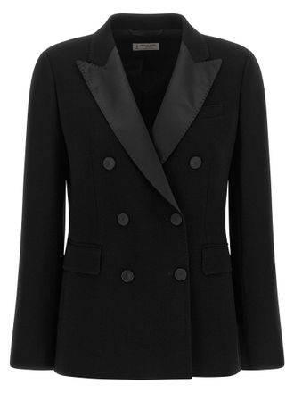 Alberto Biani Double-Breasted Peak Lapel Blazer - Black