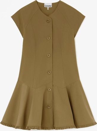 Ganni Green Dress in Cotton - Size 10/12 Organic