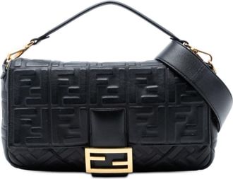 Fendi Pre-owned Fendi Large Zucca Embossed Leather Baguette Satchel Ladies QZBCKXUZ8292QZIB