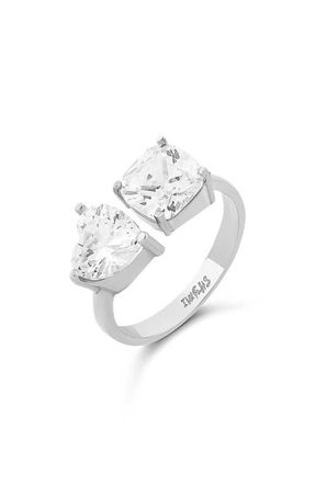 SHYMI Two Stone Cubic Zirconia Ring in Silver at Nordstrom, Size 7