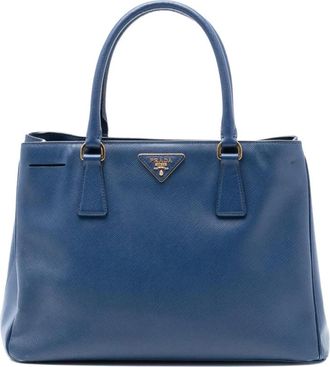 Prada Pre-owned Handbags, female, Blue, Size: ONE SIZE Pre-owned Structured Leather Tote