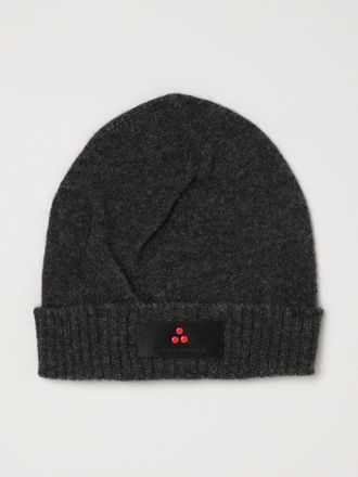 Peuterey Berretto beanie in misto lana a costine con risvolto e logo applicato