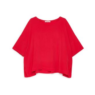 Maliparmi Blouses, female, Red, Size: XL Fluid Crepe Shirt