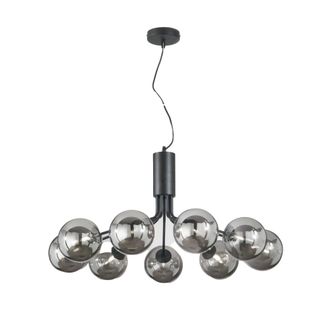 Luce-Ambiente-Design L&aacute;mpara de techo en black metal con nueve pantallas de vidrio gris deg