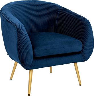 Atmosphera Atmosphera - Sill&oacute;n solaro Azul En Terciopelo Plisado Cr&eacute;ateur DInt&eacute;rieur