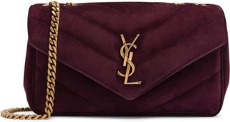 Saint Laurent Loulou Small Quilted Suede Shoulder bag - Burgundy - One Size