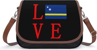 Generic Love Curacao Flag Small Womens Crossbody Bags Shoulder Handbag with Adjustable Strap for Travel