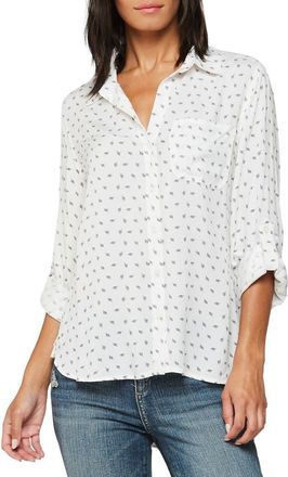 Velvet Heart Roll Tab Sleeve Shirt in White Black Feather at Nordstrom Rack, Size X-Large