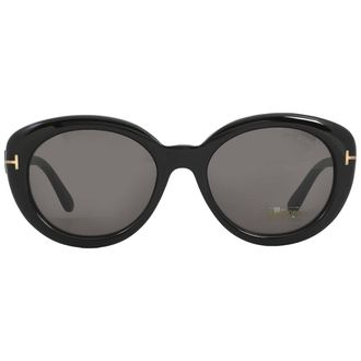 Tom Ford Lily Smoke Oval Ladies Sunglasses FT1009 01A 55
