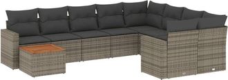 vidaXL Vidaxl - Set De Sof&aacute;s De Jard&iacute;n 10 Pzas Con Cojines Rat&aacute;n Sint&eacute;tico Gris