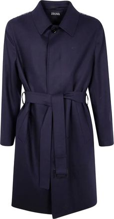Ermenegildo Zegna belted wool coat - Blue