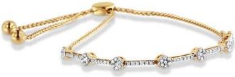 House of Brilliance 14K Gold Plated Sterling Silver 1/3 Cttw Diamond Slider Link Bolo Bracelet in Yellow Gold Over Silver at Nordstrom