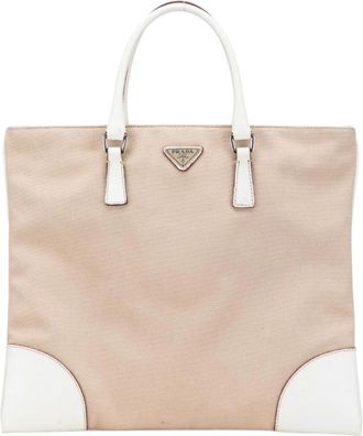 Prada Pre-owned Tote Bags, female, Brown, Size: ONE SIZE Pre-owned Canvas Tote Bag