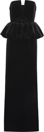 Self Portrait Black Velvet Peplum Gown Size M