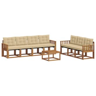 vidaXL Conjunto De Sof&aacute;s De Exterior Con Coj&iacute;n 8 Pcs Natural Y Beige Vidaxl
