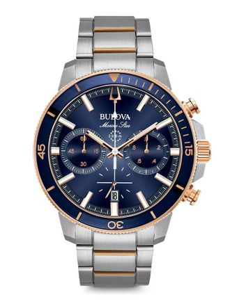 Bulova Marine Star Mens Silver Watch 98B301 Stainless Steel - One Size