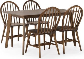 HOMN Juego de mesa 140x80 cm y 4 sillas de comedor color nogal