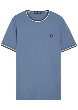 Fred Perry Logo-embroidered Cotton T-shirt - Blue - Xxl