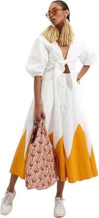 La DoubleJ Summer Tan Maxi Jurk - Dames - Maxi kleedjes - Wit - L - Katoen - Kleedjes