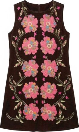 THML Clothing Womens Floral Embroidered Cord Dress In Black
