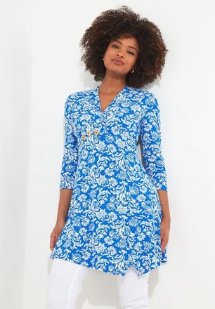 Joe Browns Stretch Knit Asymmetrical Tunic in Blue Damask at Nordstrom, Size Small