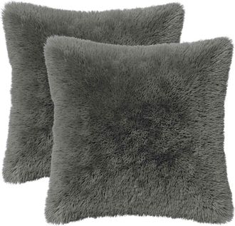 vidaXL Funda De Almohada 2 Pcs Heerlen Gris Claro 30 X 30 Cm Fleece Pv Vidaxl