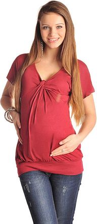 Purpless Maternity V Neck Twist Knot Front Pregnancy Top Blouse for Pregnant Women 6065 (18, Burgundy)