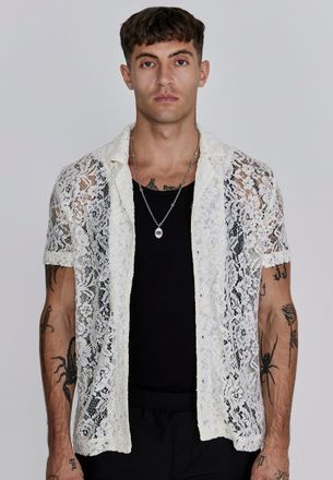 Siksilk Camisa resort de encaje crudo para hombre SikSilk XL