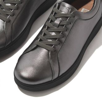 FitFlop Womens Rally Lace-Up Leather Sneaker In Pewter