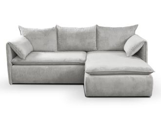 VENTE-UNIQUE.COM Sof&aacute; rinconera terciopelo 4 plazas gris claro 230x166cm