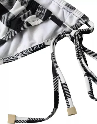 Dolce & Gabbana Womens Black White Check Swimwear Beachwear Bottom Bikini And Nylon Elastane Clothing