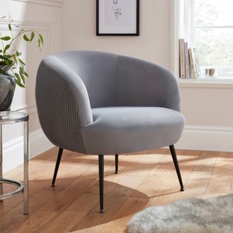 GFW Kamliah Pleated Velvet Accent Chair in Grey