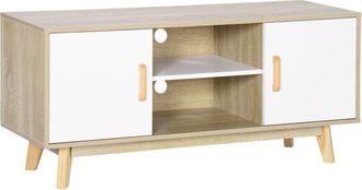 HOMCOM Homcom - Mueble de tv para Televisores de hasta 55 Pulgadas Mesa para tv de Salón Moderna con 2 Puertas 2 Estantes Abiertos Balda Ajustable 120x40x55