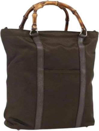 Gucci Pre-owned Tote Bags, female, Brown, Size: ONE SIZE Pre-owned Vintage Nylon Hand Bag