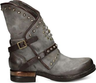 A.S.98 studded buckled leather boots - women - Leather/Rubber/Leather - 38 - Grey