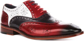 Justinreess England Ed Mens Multi Tone Lace Up Brogues Sho Shoes (Red Multi, UK 11)