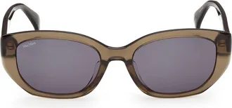 Max Mara 54mm Oval Sunglasses in Shiny Dark Green/smoke at Nordstrom