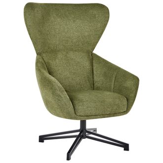 Beliani Sill&oacute;n Moderno De Mediados De Siglo Sill&oacute;n Orejero Con Respaldo Alto Giratorio Verde Dalen