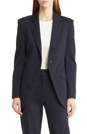 BOSS Jubeka Check One-Button Blazer in Blue Glen Check at Nordstrom, Size 10